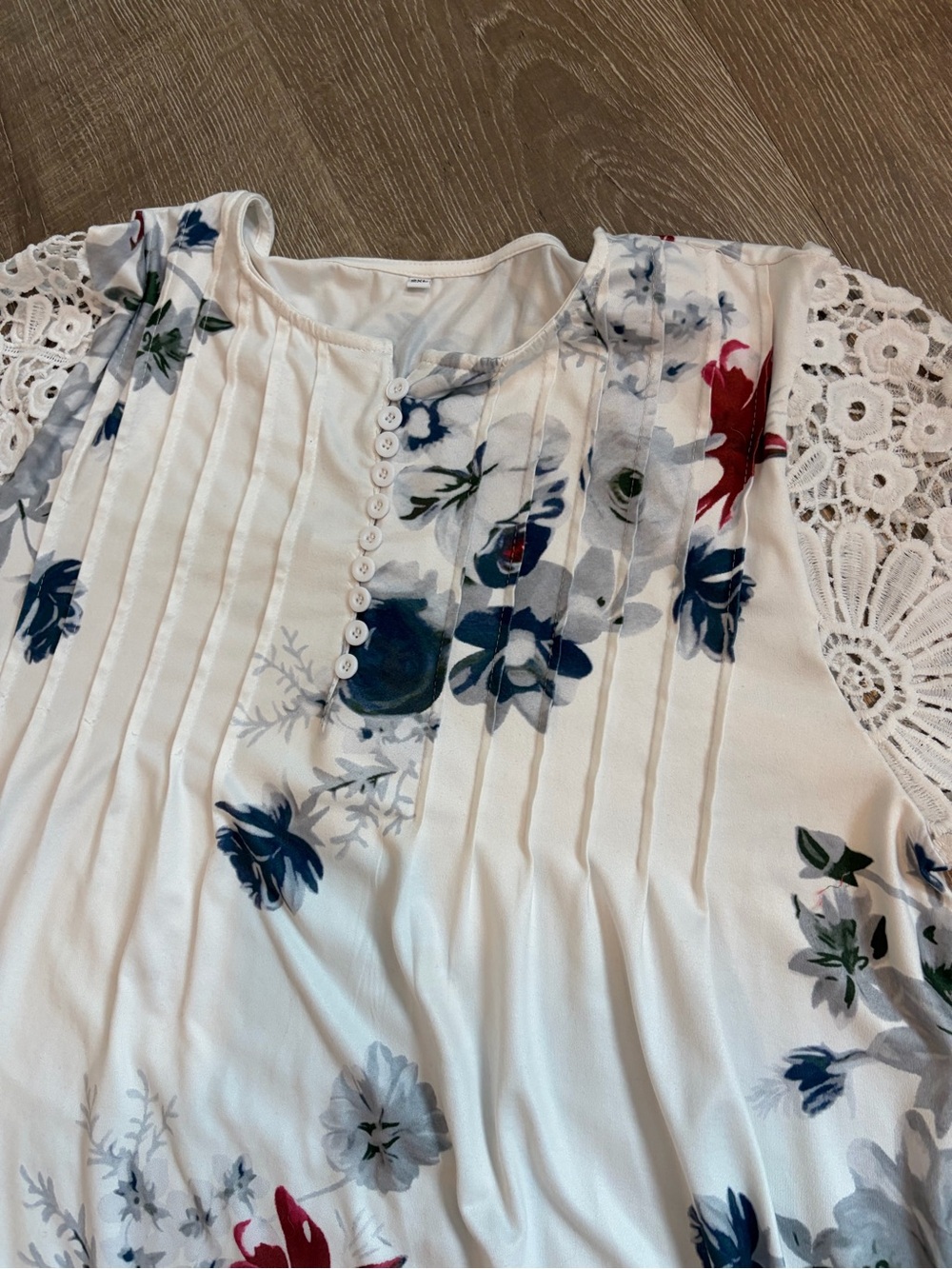 Edvintorg  WomenWhite Floral Lace Sleeve Maxi Leisure Lounge Dress Sz 2XL - Picture 4 of 8